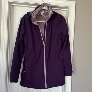 Duluth Trading company soft fur lined hooded rain jacket